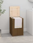 vidaXL Кутия за пране меденокафява 44x44x66 см борово дърво масив