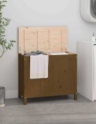 vidaXL Кутия за пране меденокафява 885x44x76 см борово дърво масив