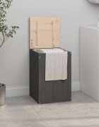 vidaXL Кутия за пране сива 44x44x66 см борово дърво масив