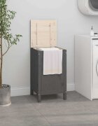 vidaXL Кутия за пране сива 44x44x76 см борово дърво масив