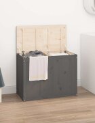 vidaXL Кутия за пране сива 885x44x66 см борово дърво масив
