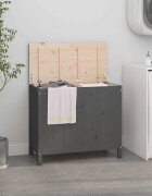 vidaXL Кутия за пране сива 885x44x76 см борово дърво масив