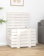 vidaXL Кутия за съхранение бяла 58x405x42 см борово дърво масив