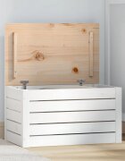 vidaXL Кутия за съхранение бяла 595x365x33 см борово дърво масив