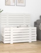vidaXL Кутия за съхранение бяла 91x405x42 см борово дърво масив