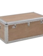 vidaXL Кутия за съхранение чам масив 91x52x40 см кафява