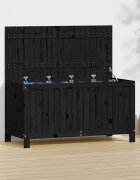 vidaXL Кутия за съхранение черна 121x55x64 см борово дърво масив