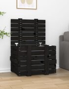 vidaXL Кутия за съхранение черна 58x405x42 см борово дърво масив