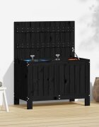 vidaXL Кутия за съхранение черна 76x425x54 см борово дърво масив