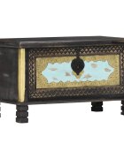 vidaXL Кутия за съхранение черна 80x40x45 см мангово дърво масив