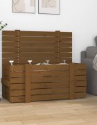 vidaXL Кутия за съхранение меденокафява 91x405x42 см бор масив