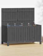 vidaXL Кутия за съхранение сива 121x55x64 см борово дърво масив
