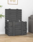 vidaXL Кутия за съхранение сива 58x405x42 см борово дърво масив