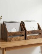 vidaXL Кутия за винилови албуми 2 бр. Опушен дъб 38 x 30 x 29 см