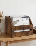 vidaXL Кутия за винилови албуми Опушен дъб 38 x 30 x 29 см