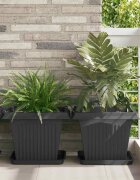 vidaXL Квадратен цветен поднос 6 бр. Черно 36 x 36 x 25 см Пластмаса