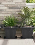 vidaXL Квадратна цветна саксия 24 бр. Черно 38 x 38 x 30 см Пластмаса