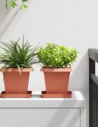 vidaXL Квадратна цветна саксия 24 бр. Червено тухла 16 x 16 x 14 см