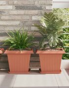 vidaXL Квадратна цветна саксия 24 бр. Червено тухла 33 x 33 x 26 см