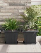 vidaXL Квадратна цветна саксия 6 бр. Черно 33 x 33 x 26 см Пластмаса