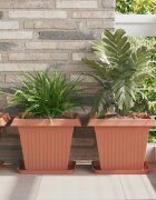 vidaXL Квадратна цветна саксия 6 бр. Червено тухла 38 x 38 x 30 см