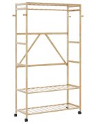 vidaXL L Стелаж за дрехи с рафтове и колела 110x40x180 cm Бамбук