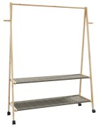 vidaXL L Стелаж за дрехи с рафтове и колела 132x455x1555 cm Бамбук