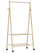 vidaXL L Стелаж за дрехи с рафтове и колела 96x455x1555 cm Бамбук