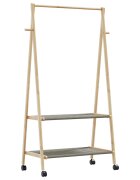 vidaXL L Стелаж за дрехи с рафтове и колела 96x455x1555 cm Бамбук