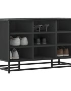 vidaXL Лавица за обувки черна 84x40x535cm Изработена от дърво и метал