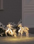 vidaXL LED елени 2 бр. Топло бяло 44 x 18 x 655 см PET