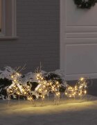 vidaXL LED елени 3 бр. Топло бяло 445 x 18 x 66 см PET
