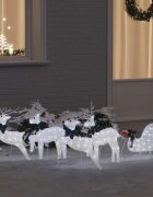 vidaXL LED елени 5 бр. Сребрист 43 x 18 x 66 см текстил
