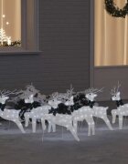 vidaXL LED елени 6 бр. Сребрист 45 x 19 x 65 см текстил