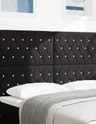 vidaXL LED глава с LED ленти с таблото Черен 144 см Кадифе