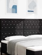 vidaXL LED глава с LED ленти с таблото Черен 180 cm Кадифе