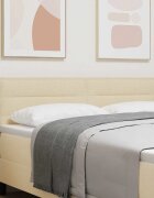 vidaXL LED глава с LED ленти с таблото Крем 144 см текстил