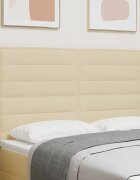 vidaXL LED глава с LED ленти с таблото Крем 144 см текстил
