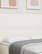 vidaXL LED глава с LED ленти с таблото Крем 160 cm Кордюрова тъкан