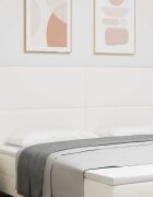 vidaXL LED глава с LED ленти с таблото Крем 200 cm Кордюрова тъкан