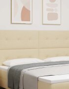 vidaXL LED глава с LED ленти с таблото Крем 200 cm текстил
