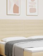 vidaXL LED глава с LED ленти с таблото Крем 200 cm текстил