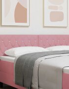 vidaXL LED глава с LED ленти с таблото Розово 144 см Кадифе