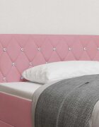 vidaXL LED глава с LED ленти с таблото Розово 90 cm Кадифе