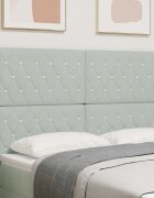 vidaXL LED глава с LED ленти с таблото Светлосиво 144 см Кадифе