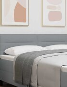 vidaXL LED глава с LED ленти с таблото Светлосиво 144 см текстил
