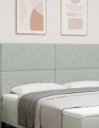 vidaXL LED глава с LED ленти с таблото Светлосиво 180 cm Кадифе
