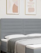 vidaXL LED глава с LED ленти с таблото Светлосиво 180 cm текстил