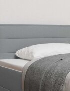 vidaXL LED глава с LED ленти с таблото Светлосиво 80 cm текстил