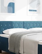 vidaXL LED глава с LED ленти с таблото Тъмен син 144 см Кадифе